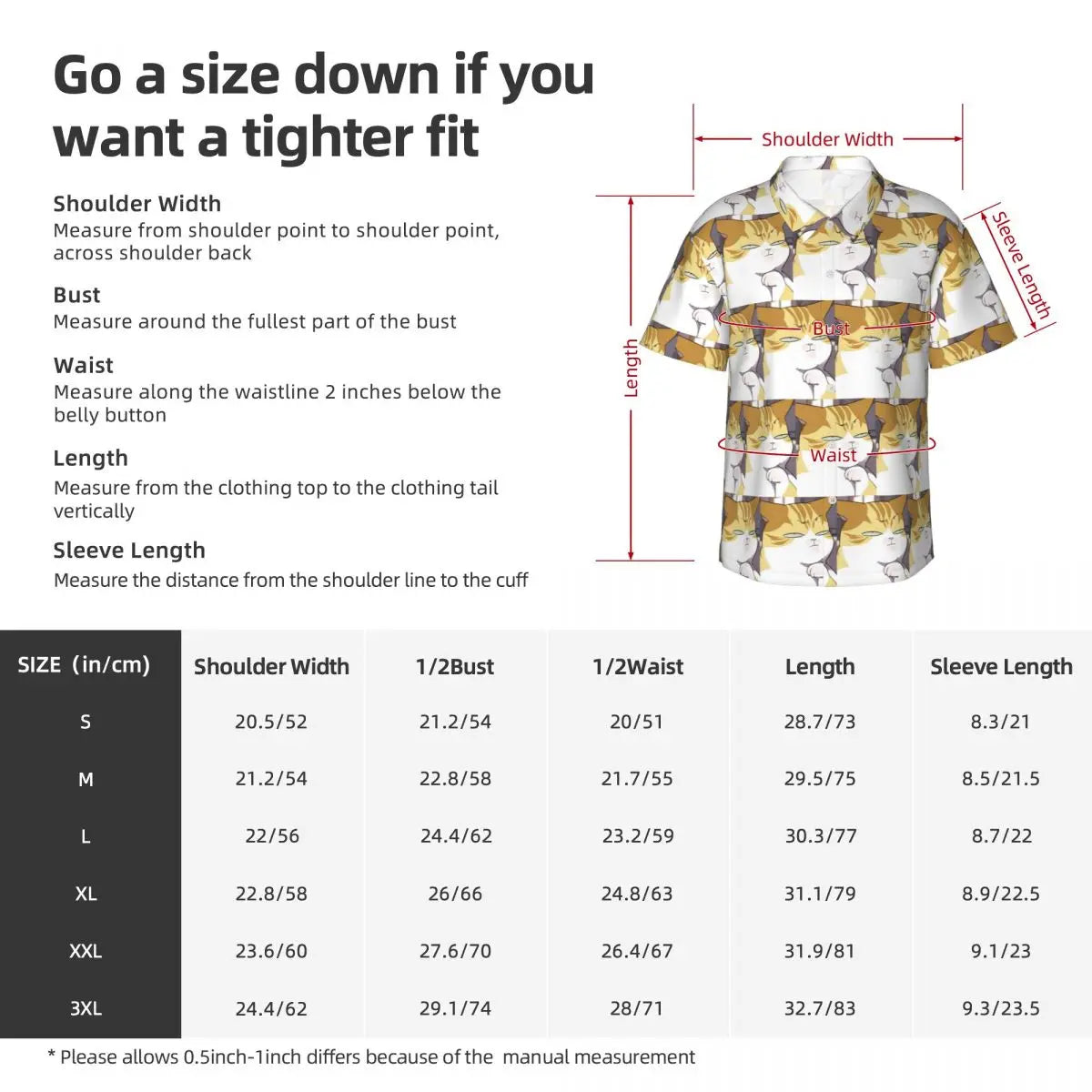 Camisa de manga corta para hombre con forma de gato Eleceed Kayden, estilo hawaiano, para la playa, con botones