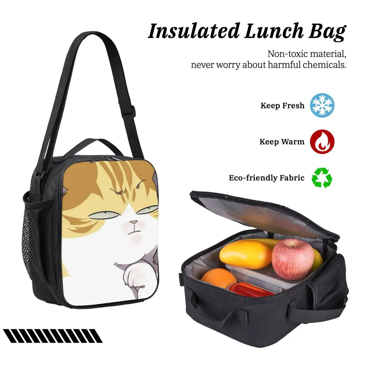 Ensemble de sac à dos scolaire Eleceed Kayden Cat Form – Lot de 3 pièces (sac à dos, sac à déjeuner et trousse)
