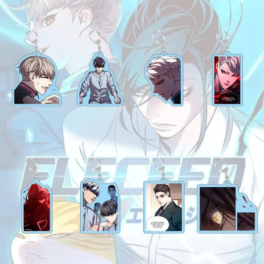 Llaveros acrílicos de Eleceed – Llaveros con colgante de anime de Jiwoo Seo y Kayden Break para bolsos, teléfonos y llaves