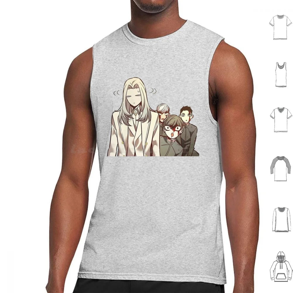 Eleceed Artwork Edition 5 Tank Top – Camiseta sin mangas de algodón estilo urbano de anime para hombre y mujer