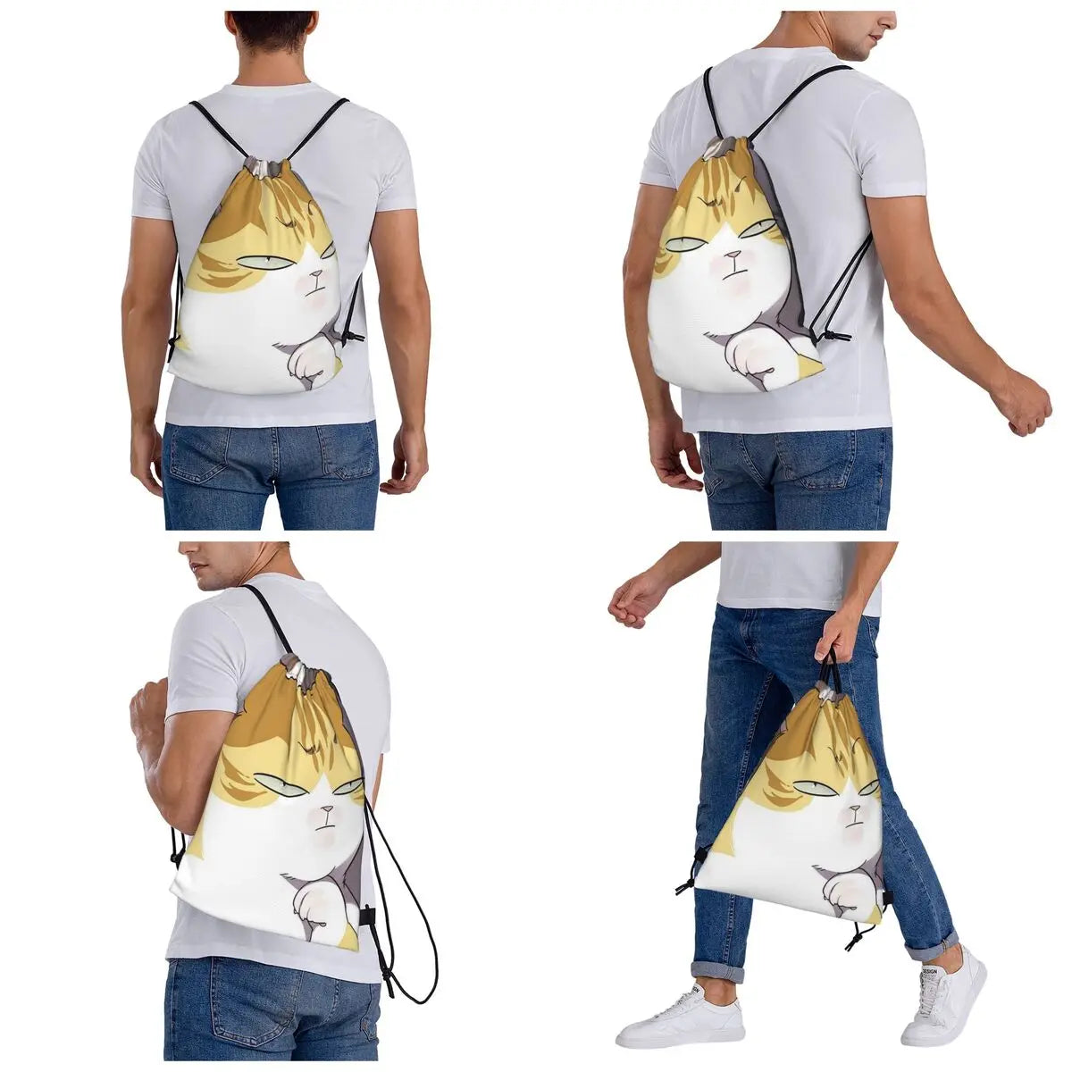 Eleceed Kayden Cat Form Drawstring Backpack – Lightweight Sports & Travel Bag for Students