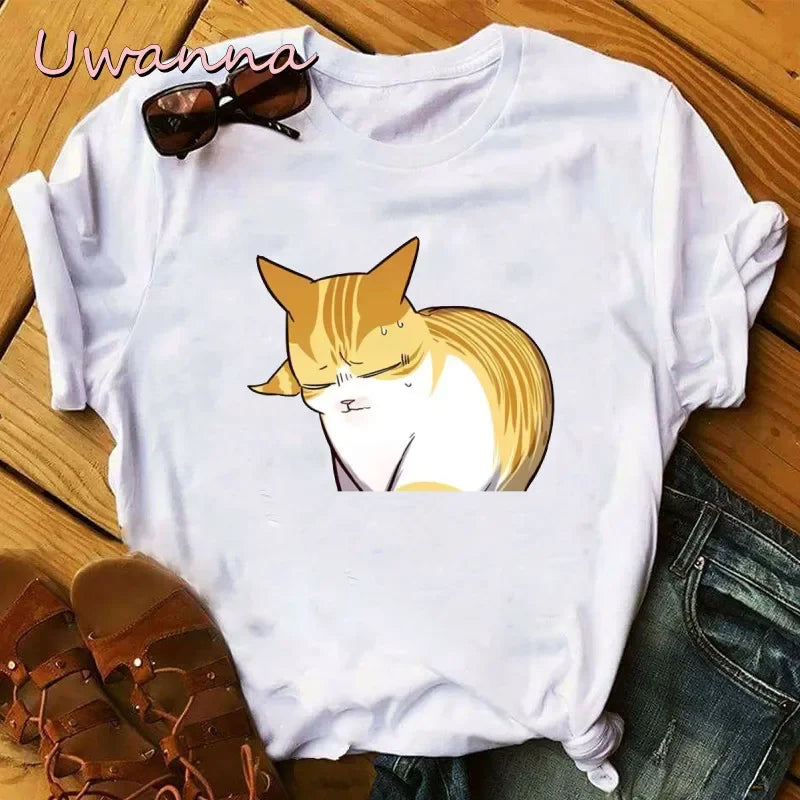 Camiseta de manga corta para mujer Kawaii Kayden Cat Eleceed – Estampado gráfico de anime Harajuku, diseño bonito