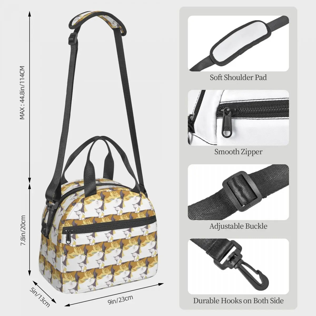 Eleceed Kayden Cat Form Insulated Lunch Bag – Thermal Cooler Tote for School, Work & Travel