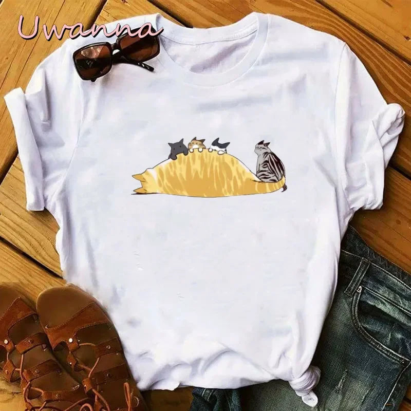 Camiseta de manga corta para mujer Kawaii Kayden Cat Eleceed – Estampado gráfico de anime Harajuku, diseño bonito