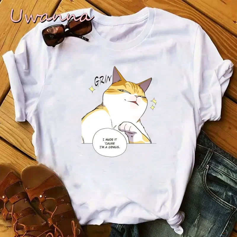 Camiseta de manga corta para mujer Kawaii Kayden Cat Eleceed – Estampado gráfico de anime Harajuku, diseño bonito