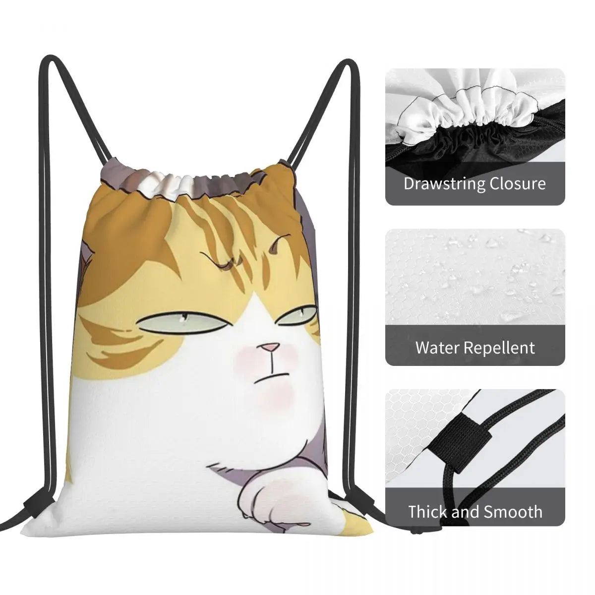Eleceed Kayden Cat Form Drawstring Backpack – Lightweight Sports & Travel Bag for Students