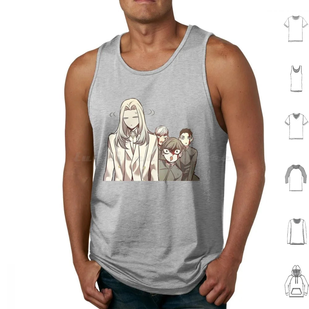 Eleceed Artwork Edition 5 Tank Top – Camiseta sin mangas de algodón estilo urbano de anime para hombre y mujer