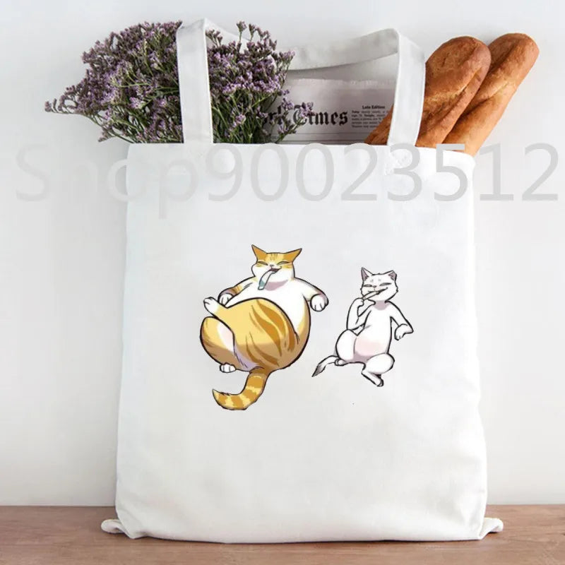 Eleceed Kayden Funny Cat Manga Tote Bag – Cotton Canvas Anime Shopping Handbag for Women | Casual Aesthetic Shoulder Bag