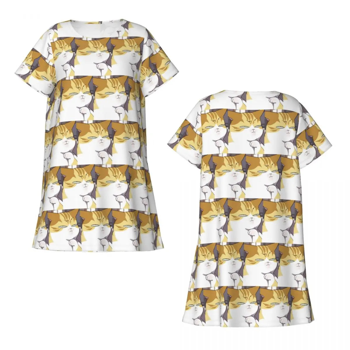 Eleceed Kayden Cat Form Nightdress for Women – Short Sleeve Loose Sleep Shirt | Cute Anime Pajama Dress for Summer Sleepwear