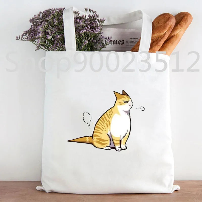 Eleceed Kayden Funny Cat Manga Tote Bag – Cotton Canvas Anime Shopping Handbag for Women | Casual Aesthetic Shoulder Bag