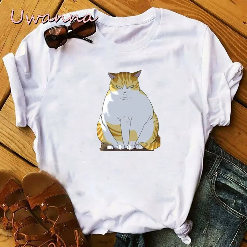 Camiseta de manga corta para mujer Kawaii Kayden Cat Eleceed – Estampado gráfico de anime Harajuku, diseño bonito