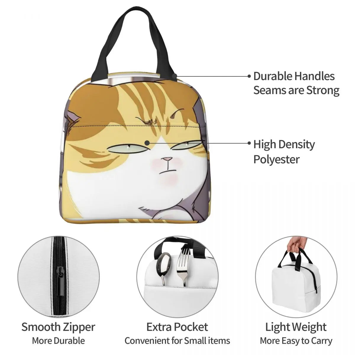 Eleceed Kayden Cat Form Insulated Lunch Bag – Portable Thermal Food Tote for Work & Travel