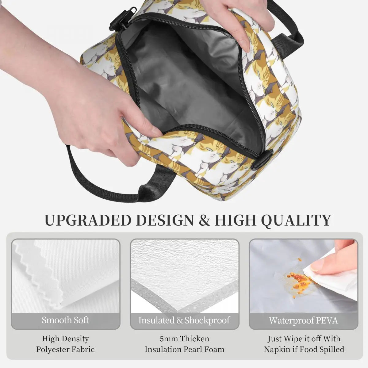 Eleceed Kayden Cat Form Insulated Lunch Bag – Thermal Cooler Tote for School, Work & Travel