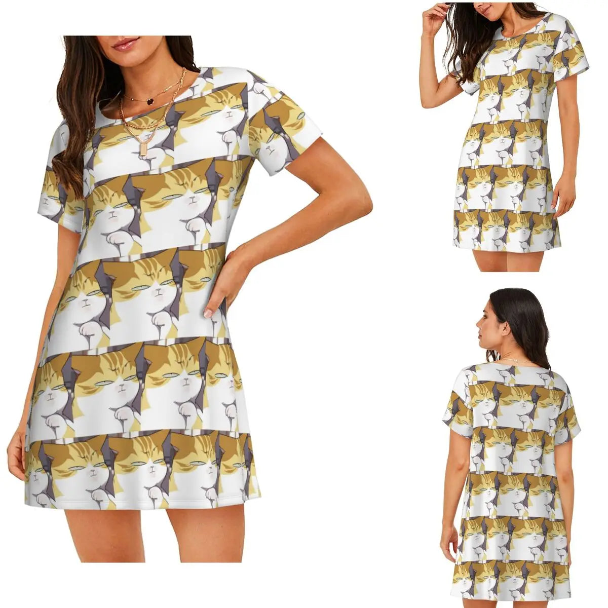 Eleceed Kayden Cat Form Nightdress for Women – Short Sleeve Loose Sleep Shirt | Cute Anime Pajama Dress for Summer Sleepwear