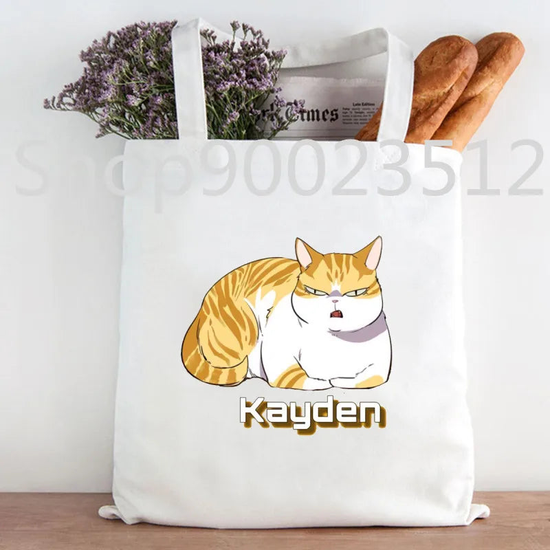 Eleceed Kayden Funny Cat Manga Tote Bag – Cotton Canvas Anime Shopping Handbag for Women | Casual Aesthetic Shoulder Bag