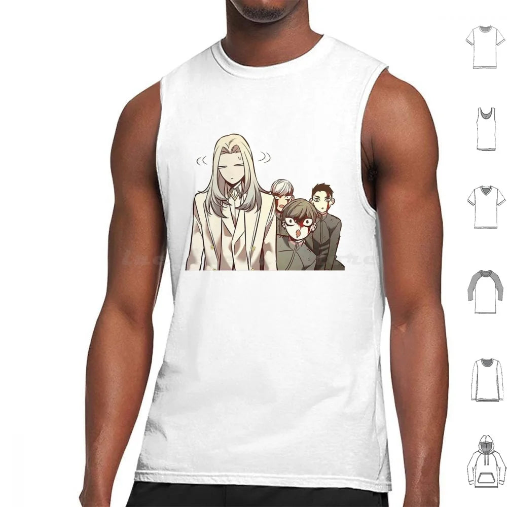 Eleceed Artwork Edition 5 Tank Top – Camiseta sin mangas de algodón estilo urbano de anime para hombre y mujer