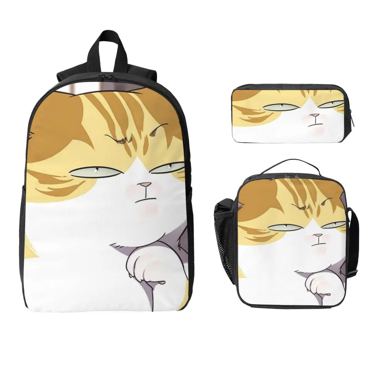 Ensemble de sac à dos scolaire Eleceed Kayden Cat Form – Lot de 3 pièces (sac à dos, sac à déjeuner et trousse)