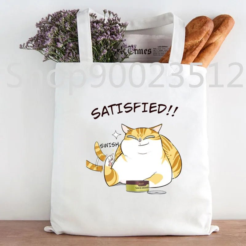 Eleceed Kayden Funny Cat Manga Tote Bag – Cotton Canvas Anime Shopping Handbag for Women | Casual Aesthetic Shoulder Bag