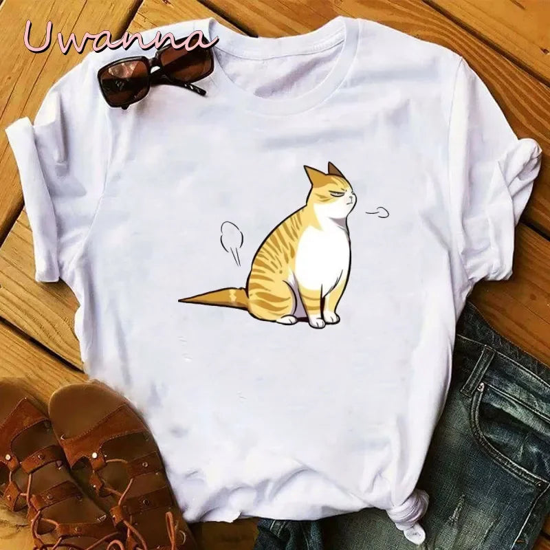 Camiseta de manga corta para mujer Kawaii Kayden Cat Eleceed – Estampado gráfico de anime Harajuku, diseño bonito