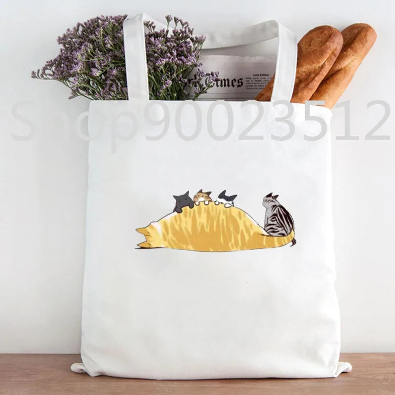 Eleceed Kayden Funny Cat Manga Tote Bag – Cotton Canvas Anime Shopping Handbag for Women | Casual Aesthetic Shoulder Bag