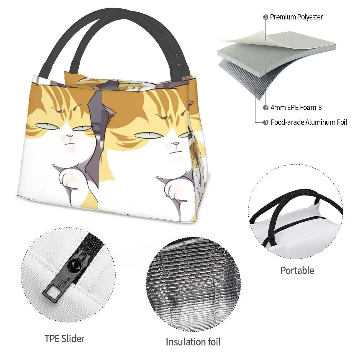 Eleceed Kayden Cat Form Insulated Lunch Bag – Anime Bento Cooler Tote | Portable Thermal Food Storage Bag for School & Work