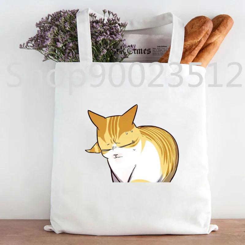 Eleceed Kayden Funny Cat Manga Tote Bag – Cotton Canvas Anime Shopping Handbag for Women | Casual Aesthetic Shoulder Bag