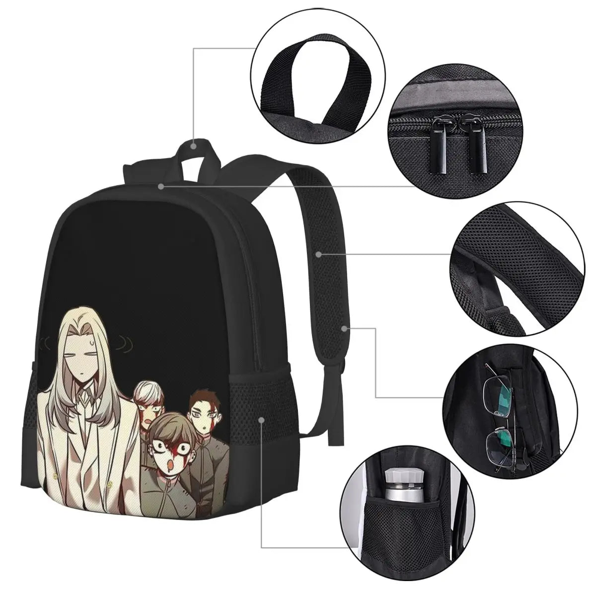 Sac à dos Eleceed Artwork Edition 5 – Sac à dos de jour haut de gamme pour l'école et les voyages, sur le thème des animes