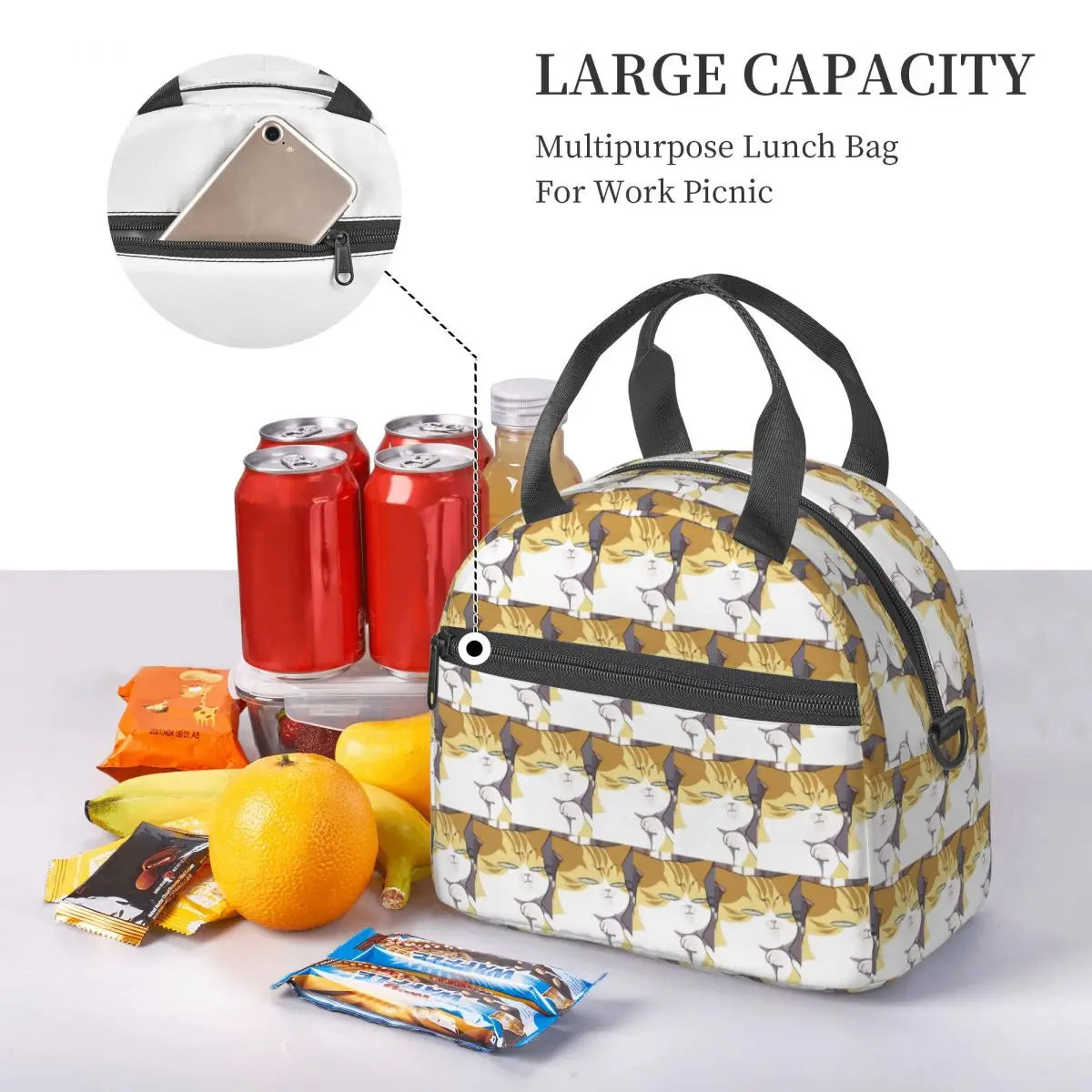 Eleceed Kayden Cat Form Insulated Lunch Bag – Thermal Cooler Tote for School, Work & Travel