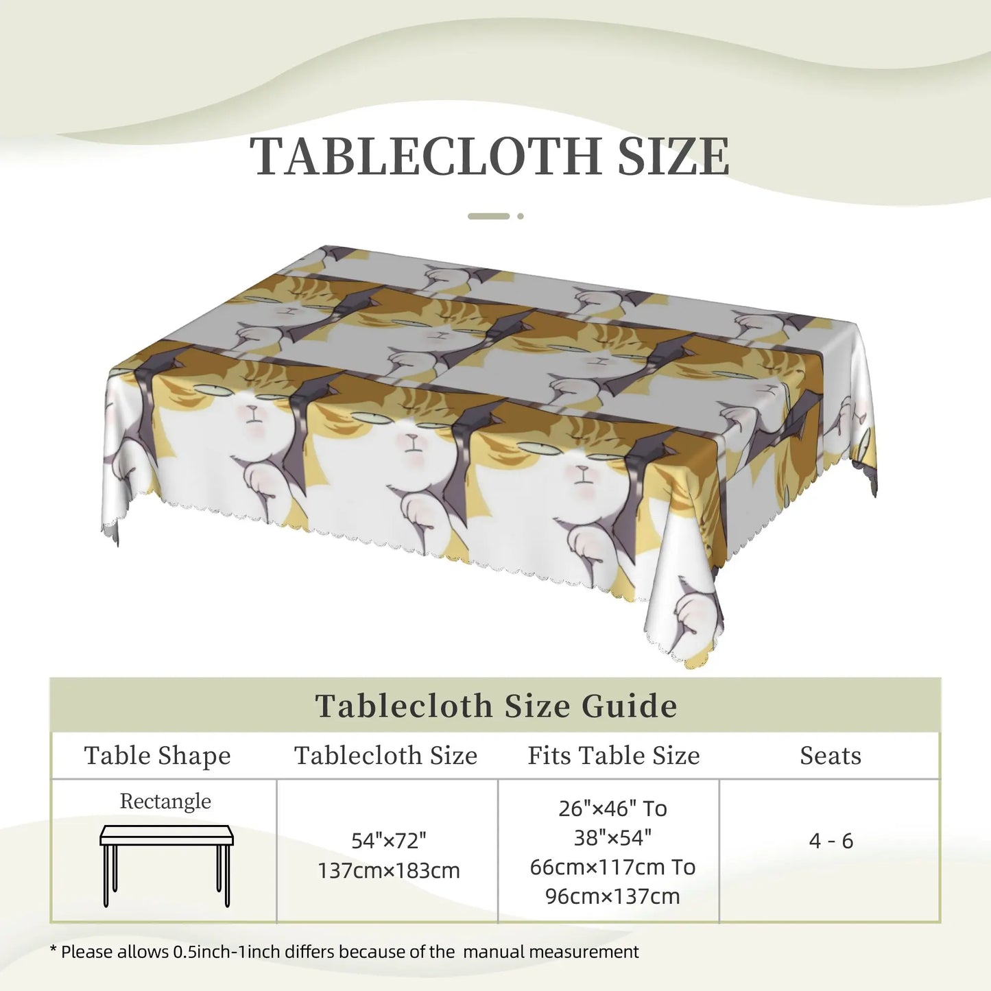 Eleceed Kayden Cat Form Waterproof Tablecloth – Rectangular Dining & Event Table Cover