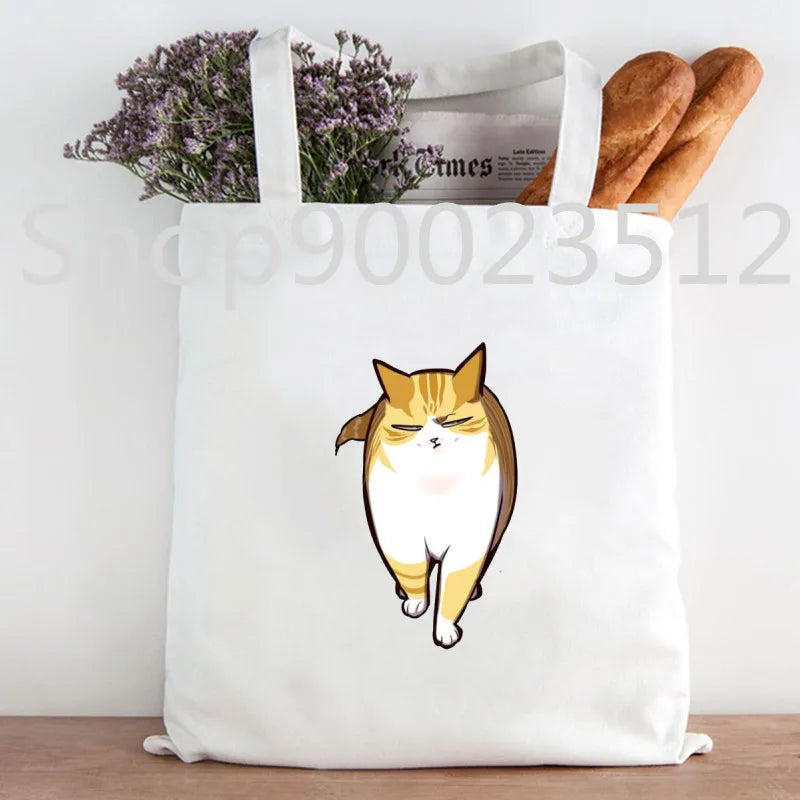Eleceed Kayden Funny Cat Manga Tote Bag – Cotton Canvas Anime Shopping Handbag for Women | Casual Aesthetic Shoulder Bag