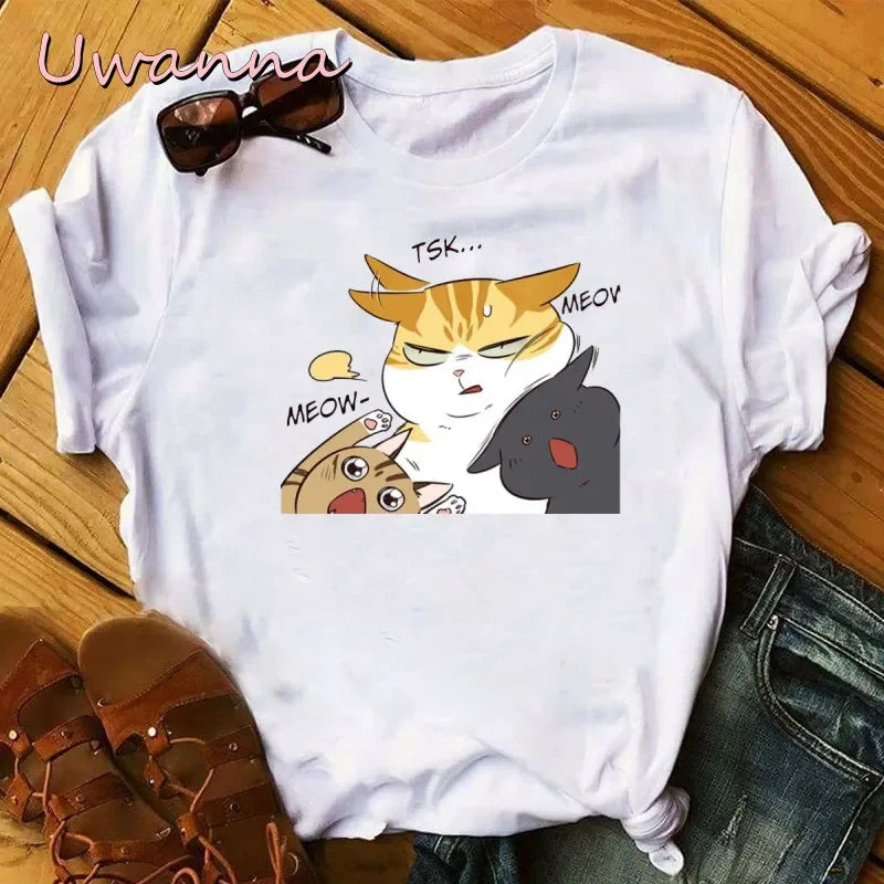 Camiseta de manga corta para mujer Kawaii Kayden Cat Eleceed – Estampado gráfico de anime Harajuku, diseño bonito