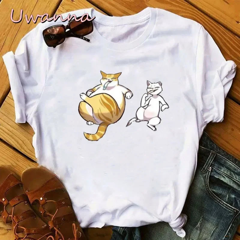 Camiseta de manga corta para mujer Kawaii Kayden Cat Eleceed – Estampado gráfico de anime Harajuku, diseño bonito